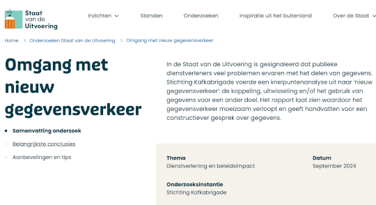 Het onderzoek op de website van de Staat van de Uitvoering